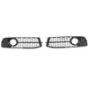 2pcs Front Foglight Grille Left Right Mesh Style Glossy Black Replacement for A6 C6 2008‑2011
