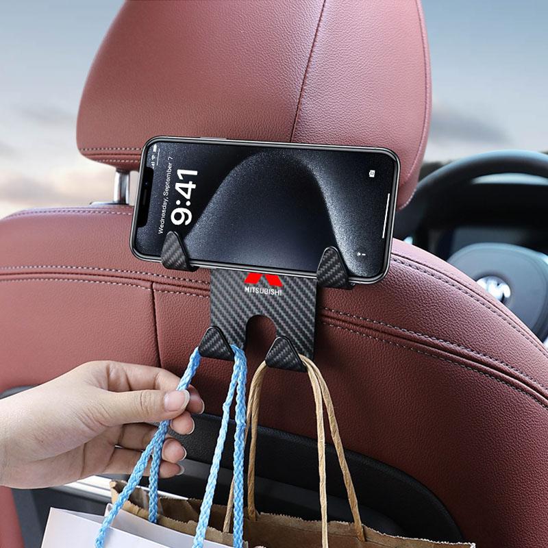 Car Phone Holder Seat Back Hook 2in1 Universal Multifunctional Rear Seat For Mitsubishi Outlander I200 Pajero Eclipse ASX Lancer Space Delica Ex