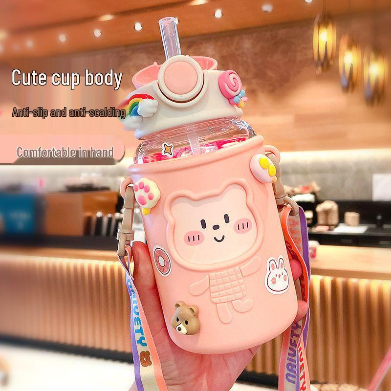 Dinosaur Straw Water Cup for Kids - Large Capacity, Cute and Portable for Summer