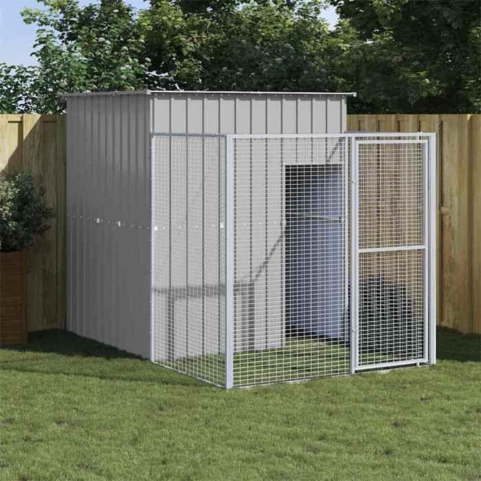 VidaXL Dog Niche with Courtyard Light Grey 165x251x181 Cm, Dog Cage, Dog Shelter, Pet House 172366