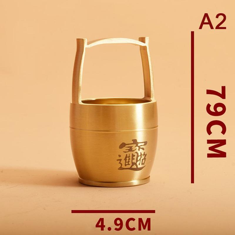 

Ведро из чистой латуни с золотым украшением без слитка, удачное ремесло, украшение для фэн-шуй, украшение для домашнего рабочего стола, подарок