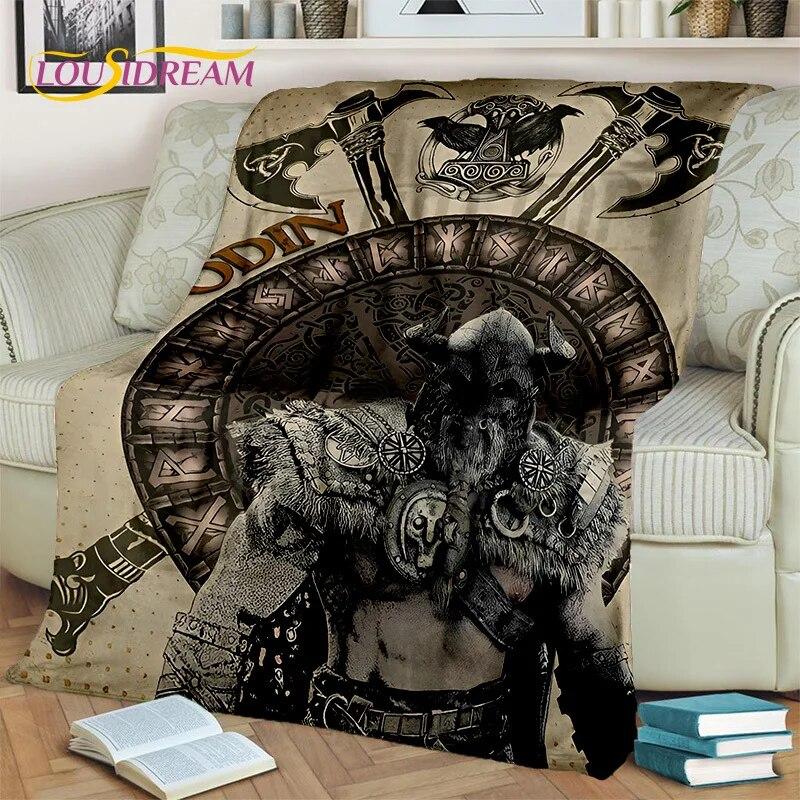 Viking nordisk mytologi Fenrir Kråkfilt,Flannel Sängfilt för Hem Sovrum Säng Soffa Picknick Kontor Vandring Fritid Tupplur Present