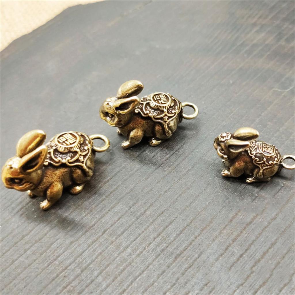Klucz Charm Vintage Realistyczny mosiężny Zodiak Zwierzę Królik Miniaturowy brelok do kluczy Wisiorek do samochodu