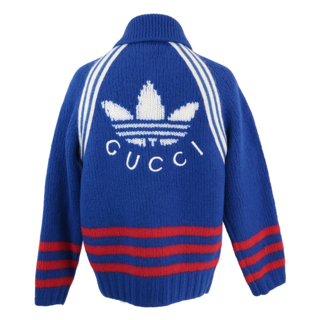 Gucci X Adidas Adidas Excellent Condition Domestic Authentic 713184 Michele Era Wool Cardigan Knit Jacket S Blue X whiteUsed