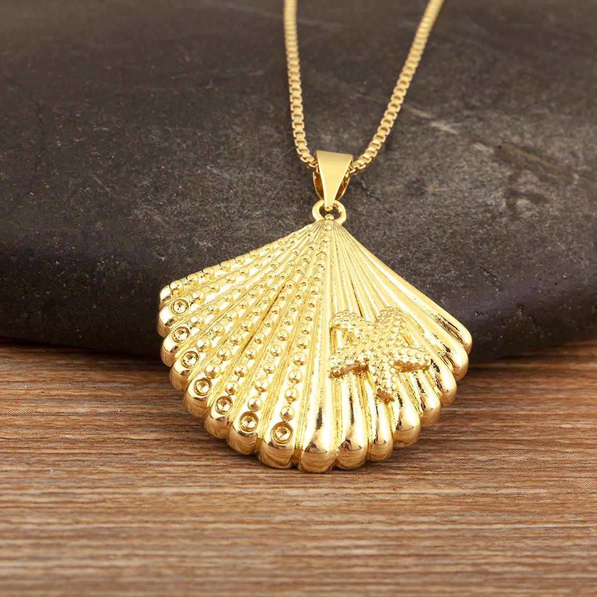 

Nidin New Fashion Lucky Shell Shape Inlaid Pearl Crystal Zircon Pendant Necklace For Women Female 4 Styles Choice Jewelry Gifts