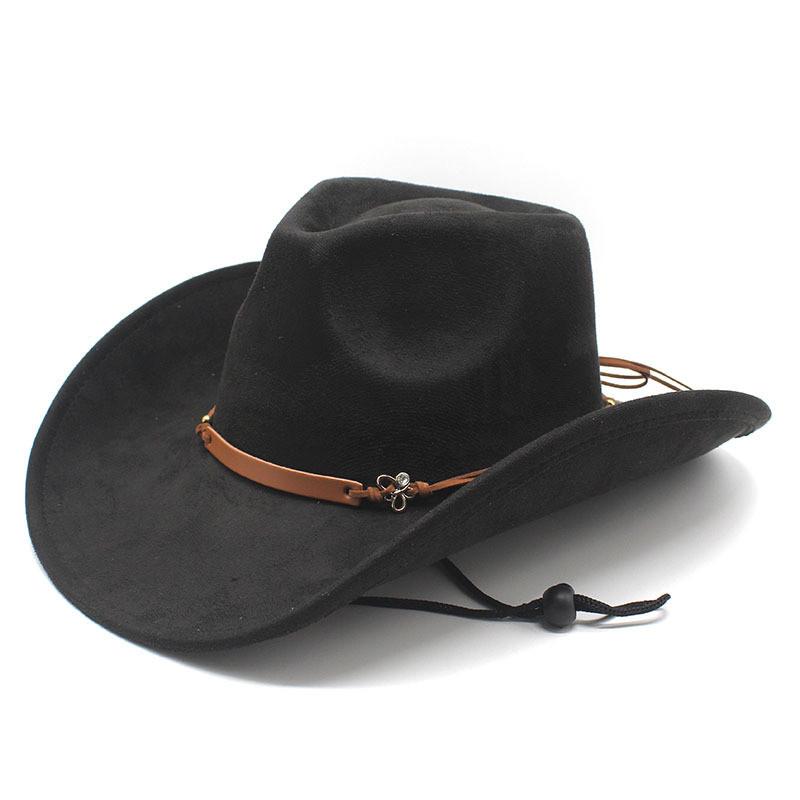 Western Cowboy Hat With Suede Velvet Material Big Brim For Fall Winter Fashion
