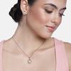 Estele Rose Gold Plated CZ Whirlpool Designer Necklace Set with Pearl for Women