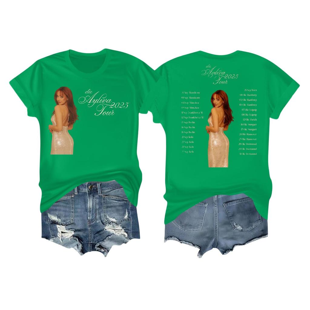 Women's Casual Printed T-shirt Round Neck Pullover Short Sleeve Top