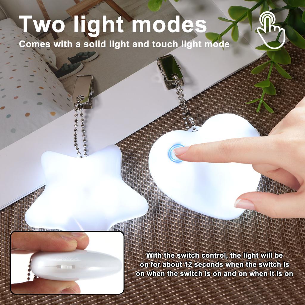BagPendant Handbag Light Heart Round Star Shaped Bag Lamp Touch Sensor Purse Night Light with Keychain Clip Xmas Gifts for Women