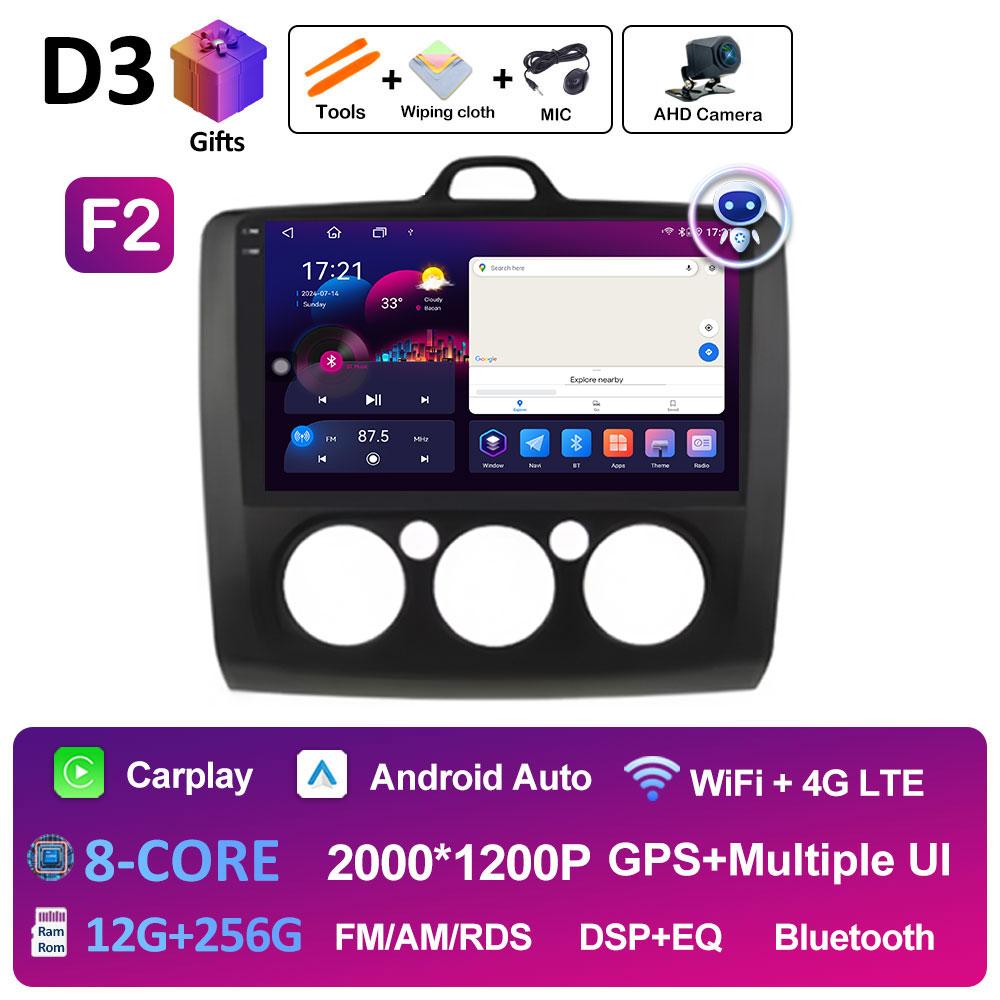 Android Auto Wireless Carplay For Ford Focus 2 3 Mk2 Mk3 2004 2005 2006 2007 2008 - 2011 Car Video Player 2.5D Touch Screen WIFI