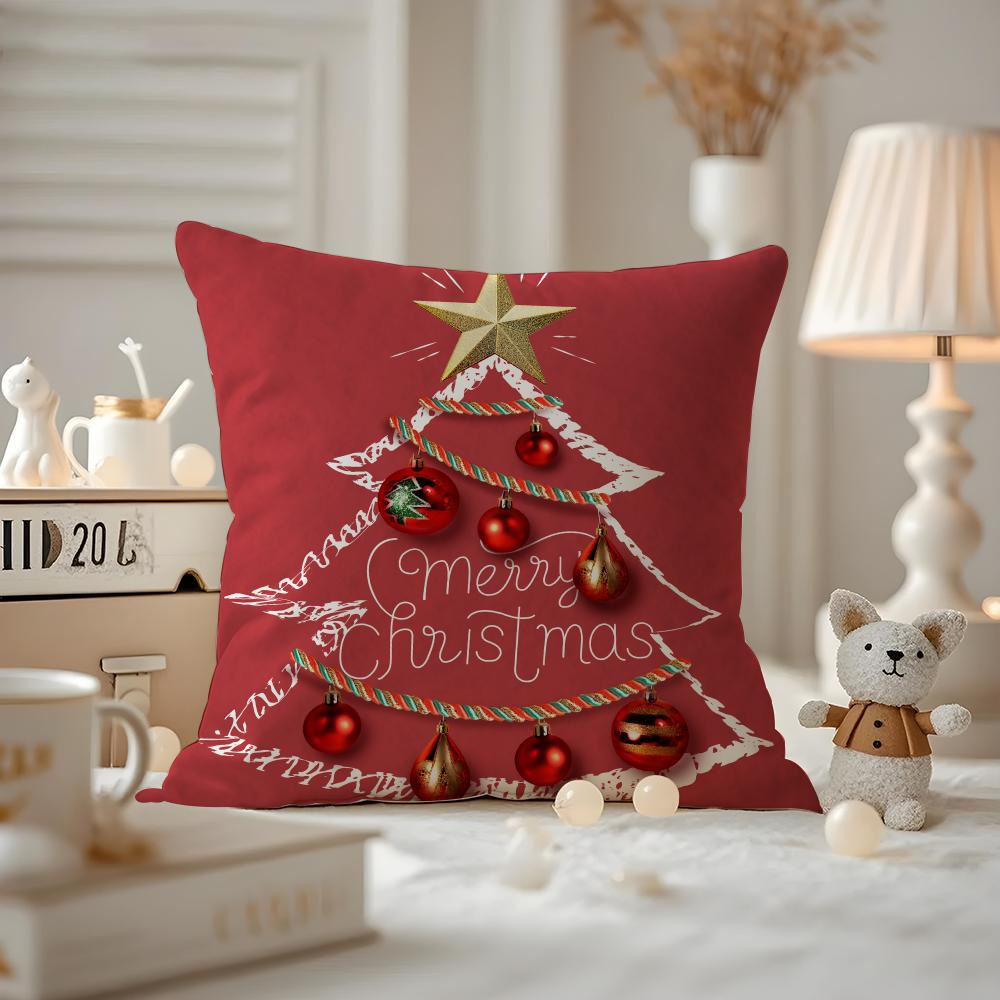 Christmas Tree Cushion Cover Pattern Printed Pillowcase For Living Room Sofa Cushion Cover & Bedroom Decor