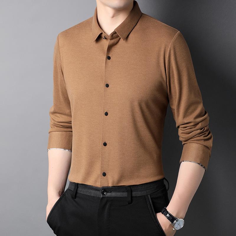 Camisa de color sólido para hombres Manga larga Camisa casual con fondo  Camisa de moda cepillada de pulgadas sueltas comprar a buen precio —  entrega gratuita, reseñas reales con fotos — Joom