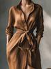 2026 European Style Caramel Brown Women's Commuting & Dating Shirt Dress