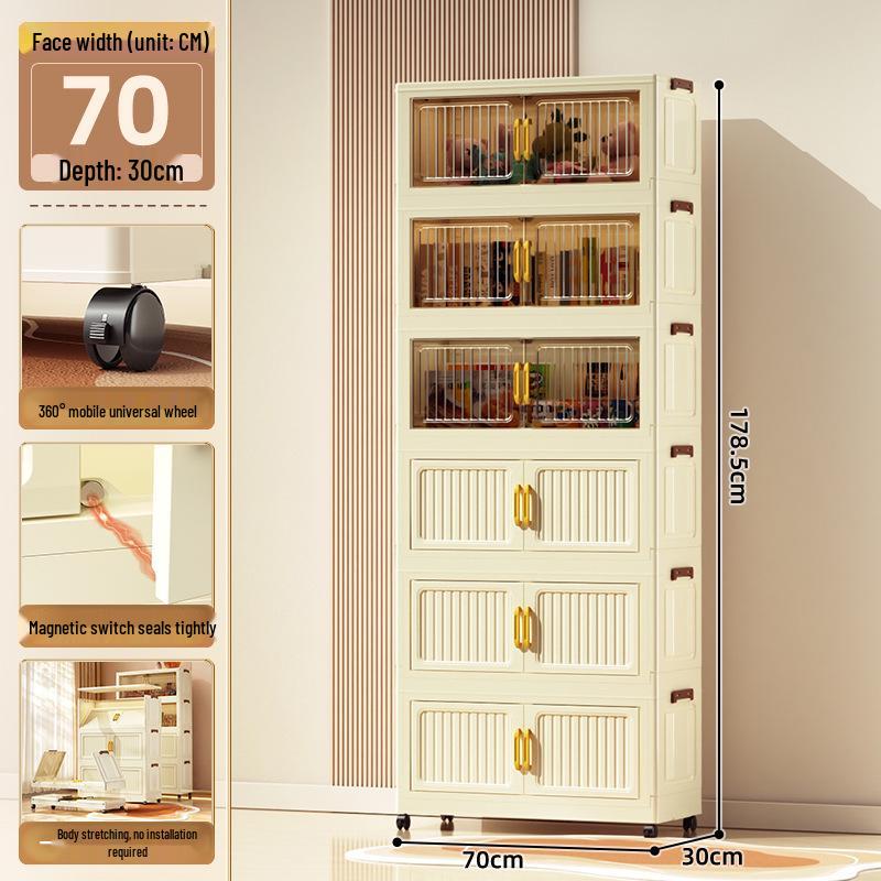 70-90cm No-Install Folding Storage Cabinet for Home, Living Room, Bedroom, Multi-layer Wardrobe, Sundries Organizer.