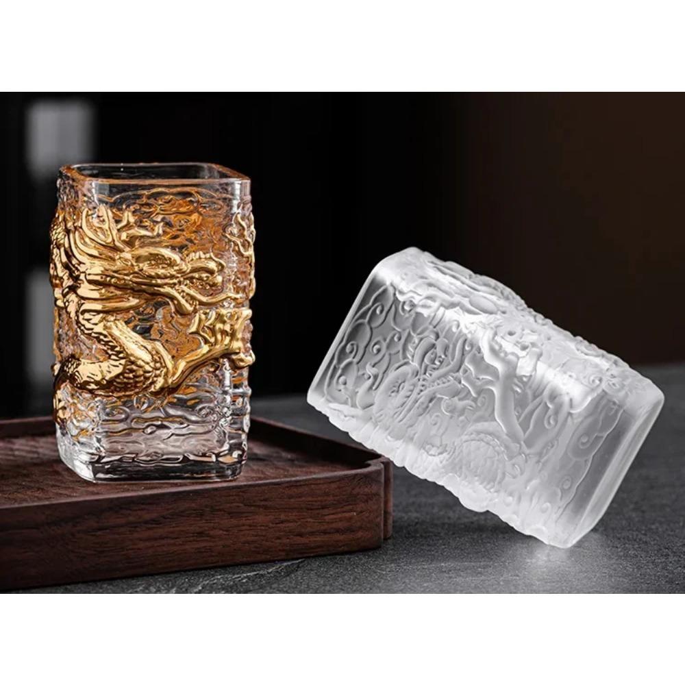 Skleněný čajový šálek Šálek Zlatý drak Žáruvzdorné sklo Mistrovský šálek Jeden šálek