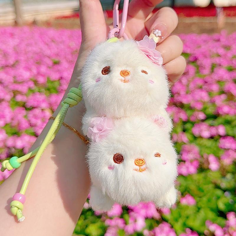 Sakura Cat Season Bear Rabbit Plush Animal Keychain Pendant Decoration Gift