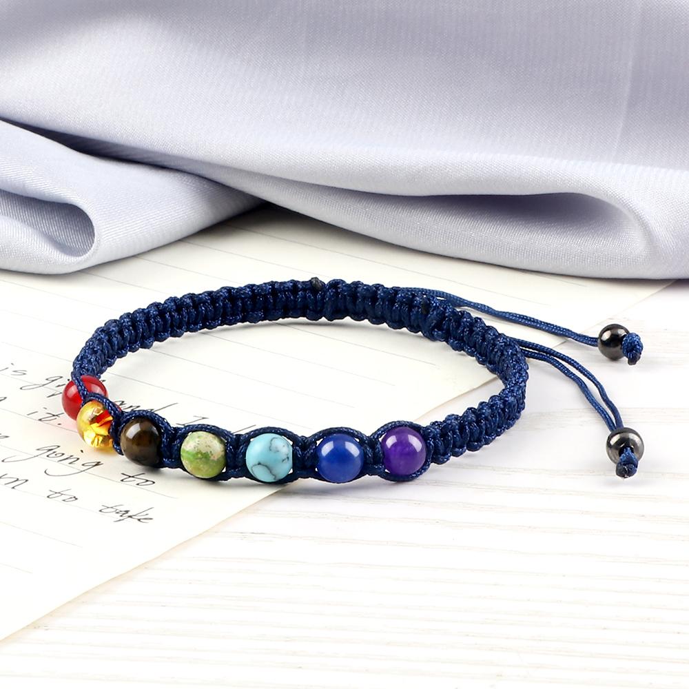 Handmade 7 Chakra Bracelet Natural Stone Braided Rope Yoga Reiki Healing Balance Bracelets & Bangles Meditation Gift