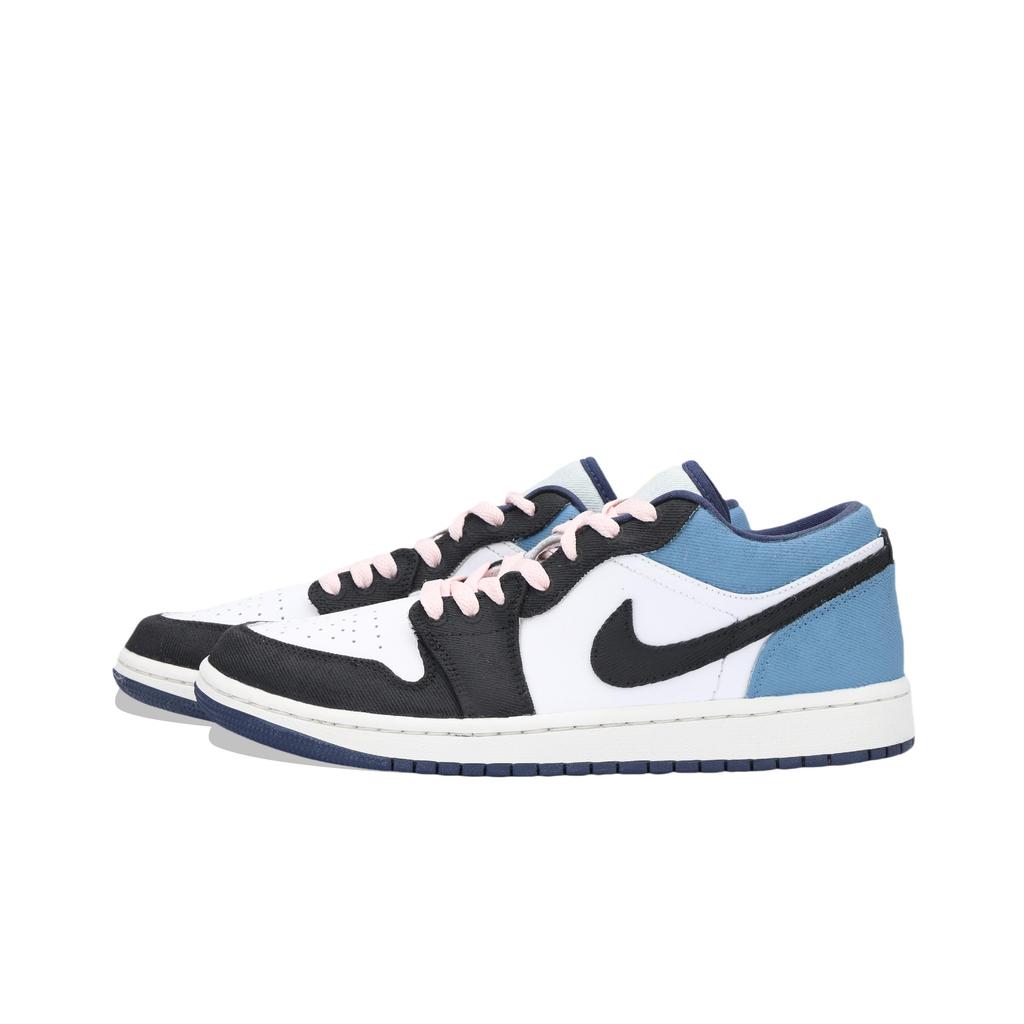Jordan Air Jordan 1 Denim Huichao Cushioning, Wear Resistant Low Top Vintage Basketball Shoes Unisex Blue Black IH0648-141(Team1335-)
