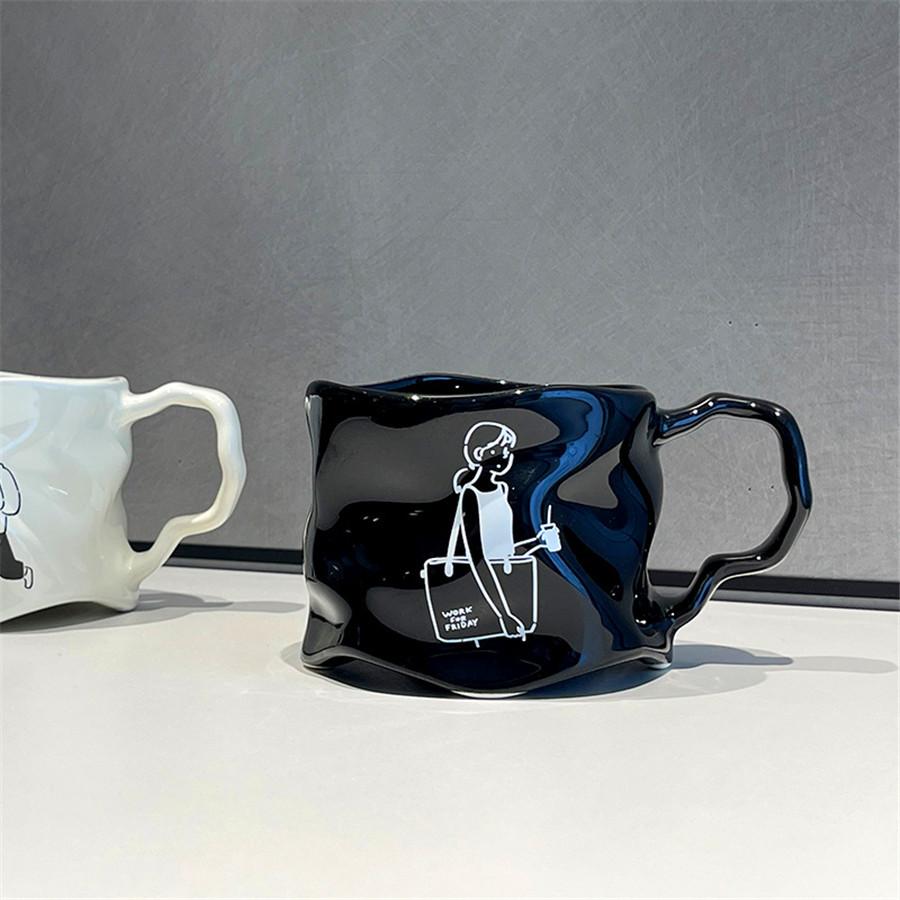 Creative Ceramic Irregular Mug Pair Simple Couple Cup Gift Office Coffee Cup Breakfast Milk Tea Cup