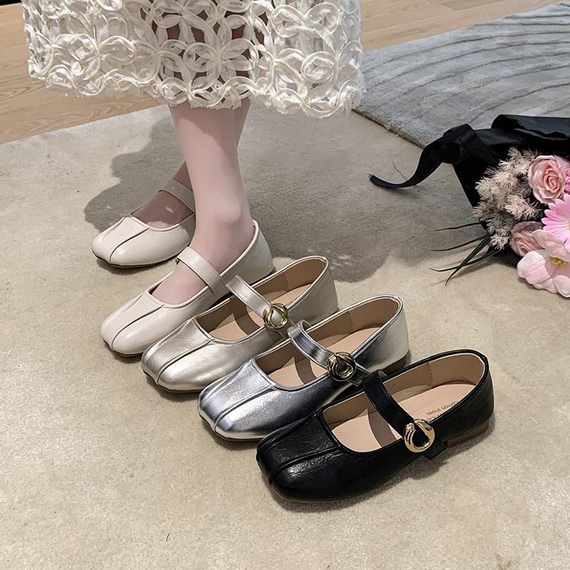 Fashion Shallow French Single Shoes 2025 New Women's Versatile Square Toe Soft Sole Fashion One Word Mary Jane Shoes