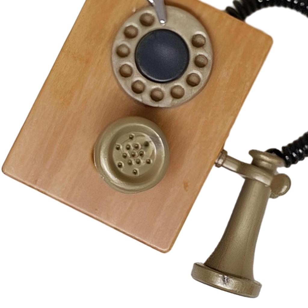 1:12 Desk Phone Model Vintage Realistic Dioramas Simulated Mini Phone Miniature Dial Phone for Architectural Layout