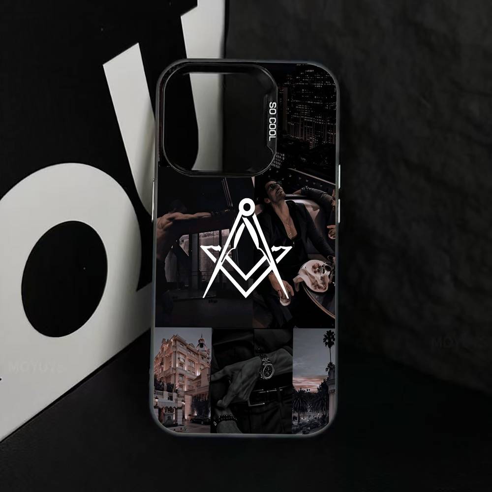 

F-Freemasonry S-Symbol Phone Case For iPhone 17,16,15,14,13,12,11 Plus,Pro Max,XS,Colored Silver Plated Inside Cover iPhone11PROMAX