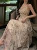 Spaghetti Strap Ruffles Dress Summer Women Fashion Elegant Midi Print Vintage Dresses Female Evening Clothes Vestdios