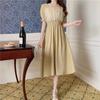 Square collar summer dress sweet first love coffee break French dress Platycodon retro design sensual dress women's clothing