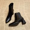 Martin Boots Women's Outer Wear 2025 Autumn and Winter New Black Pointed Short Boots High Heels Thick Heel Small Thin Boots
