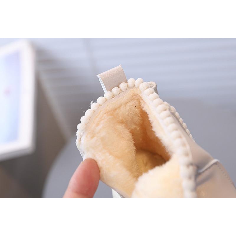 New Winter Korean Style Lined Children's British Ankle Boots Girls Side Zipper Fashion Soft Durable Leather Boots