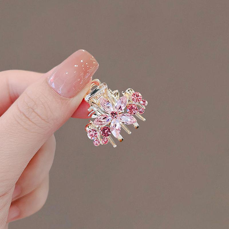 Mini Crab Metal Hair Clips Small Hair Accessories For Women Girl Pink Flower Bow Hair Pin Side Bangs Clip