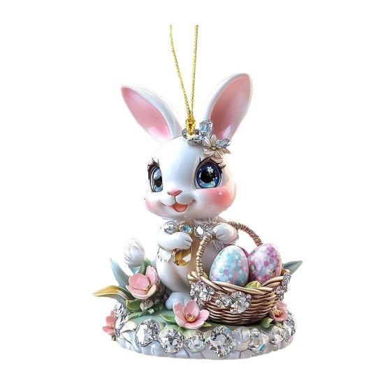 Weihnachtsornament Niedliche Katze Hase Auto Rückspiegel Anhänger 2D Flache Acryl Hängeanhänger für Fenster Wand Rucksack Dekor