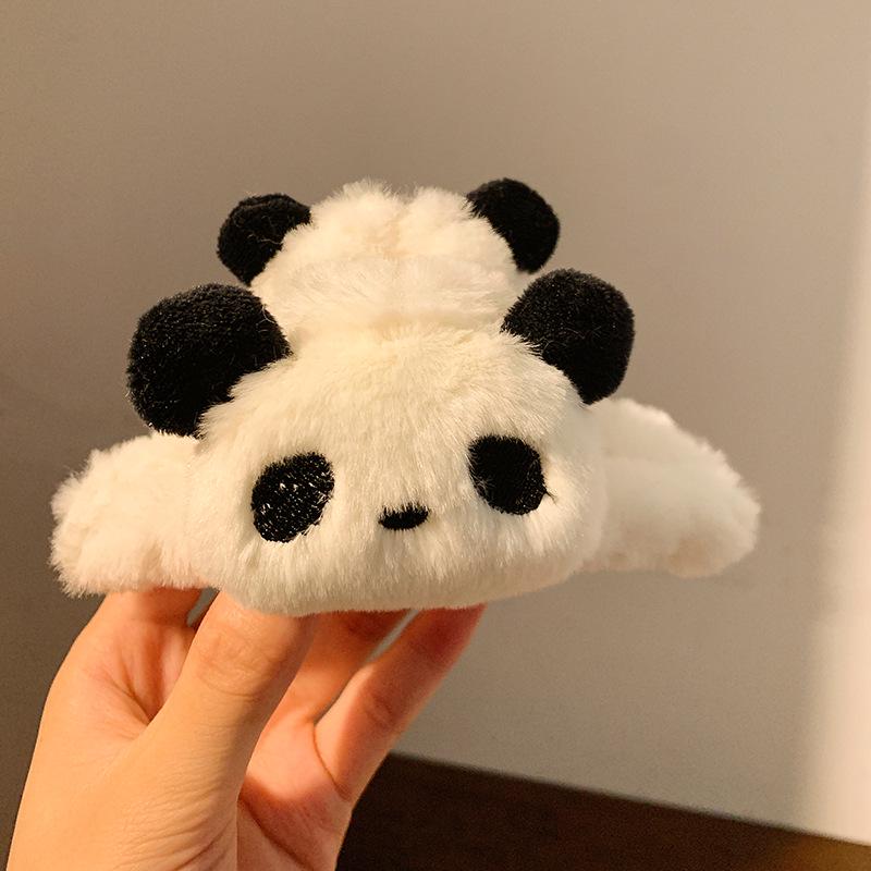 Cute Large Plush Panda Hair Clip for Women - Claw Clip Style for Autumn & Winter