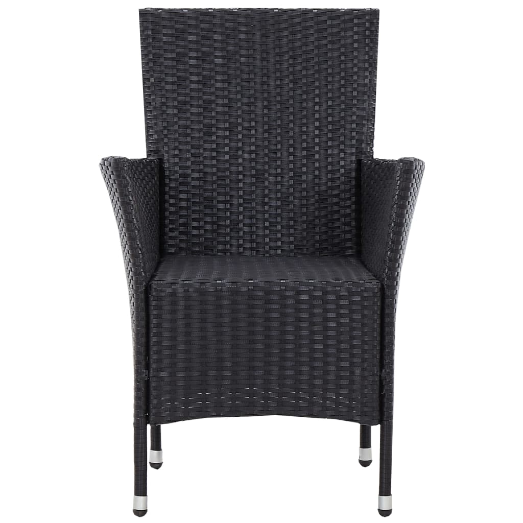 5 Piece Garden Dining Set Poly Rattan Black