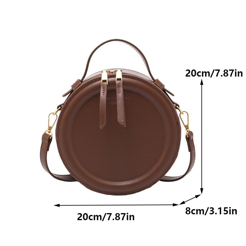 Solid Color Crossbody Bag For Women Round Small Handbag Fashion Designer Bags PU Leather Shoulder Bag Female Zipper Purses ARI