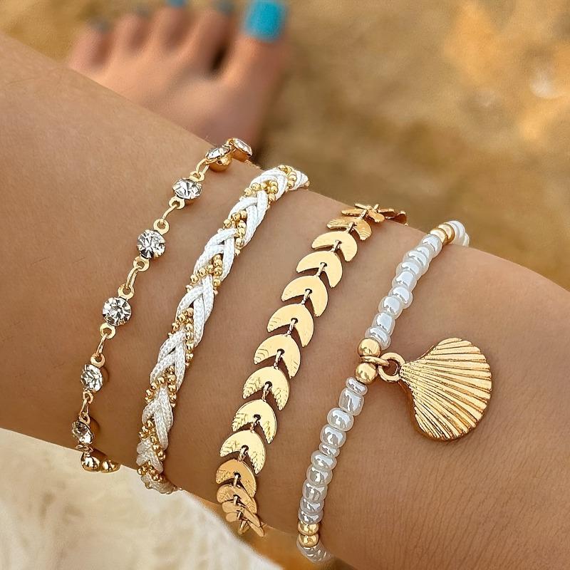 

Vintage Bohemian Chain Beaded Multi-Layer Bracelet, Women s Personalized Ethnic Style Holiday Accessories Zircon Gifts