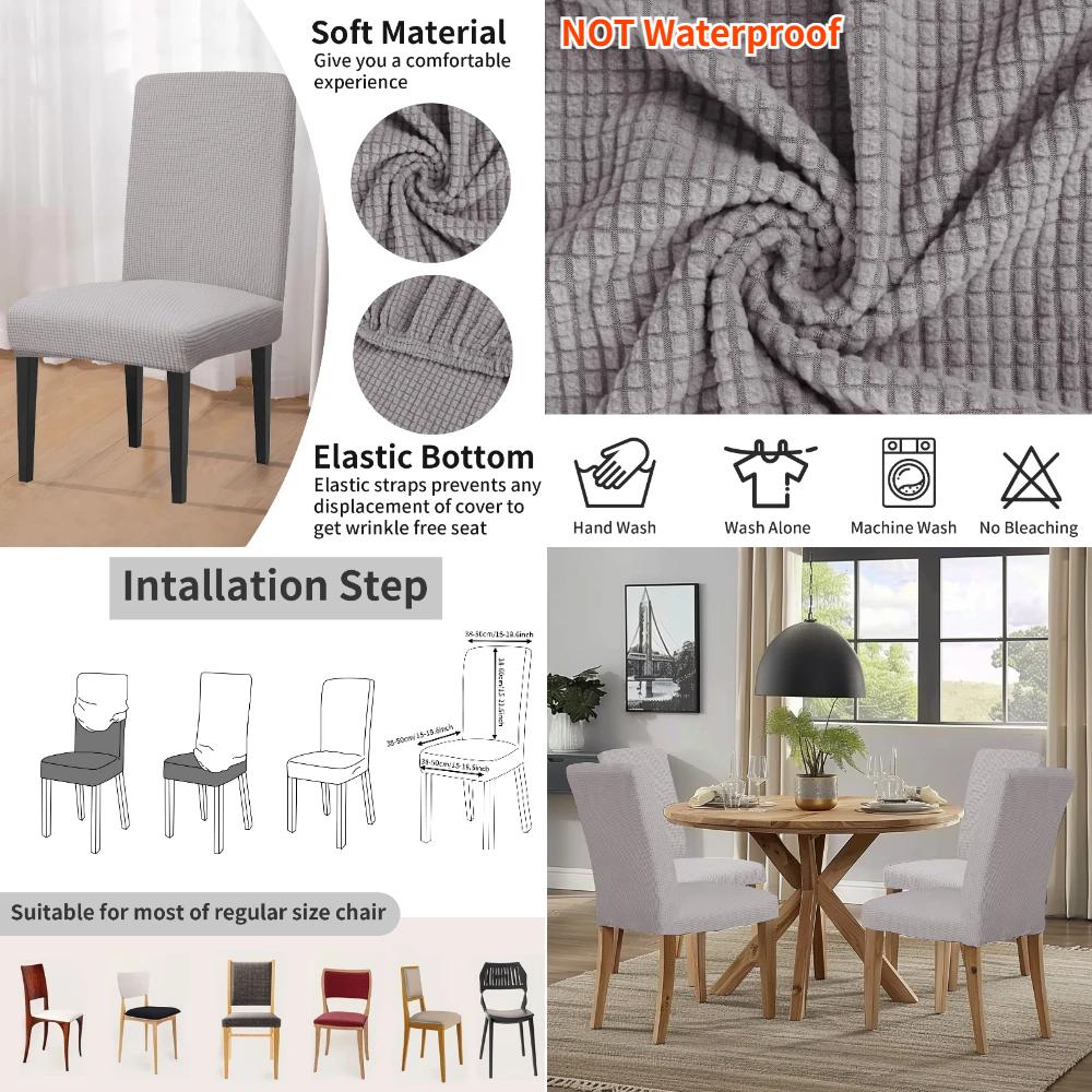 Dining Room Chair Protector Slipcovers Set of 4/8 Stretch Removable Washable Seat Cover for Kitchen Home Decoration Chair Cover