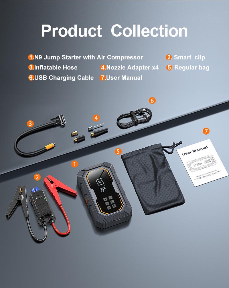 All-in-One Cross-Border Vehicle Emergency Jump Starter & Air Inflator