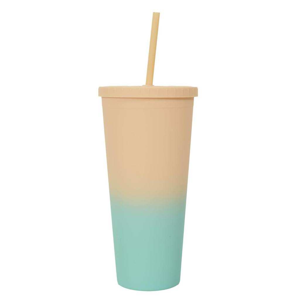 Tie-Dye Pp 700 Ml Yellow-Turquoise Straw Mug