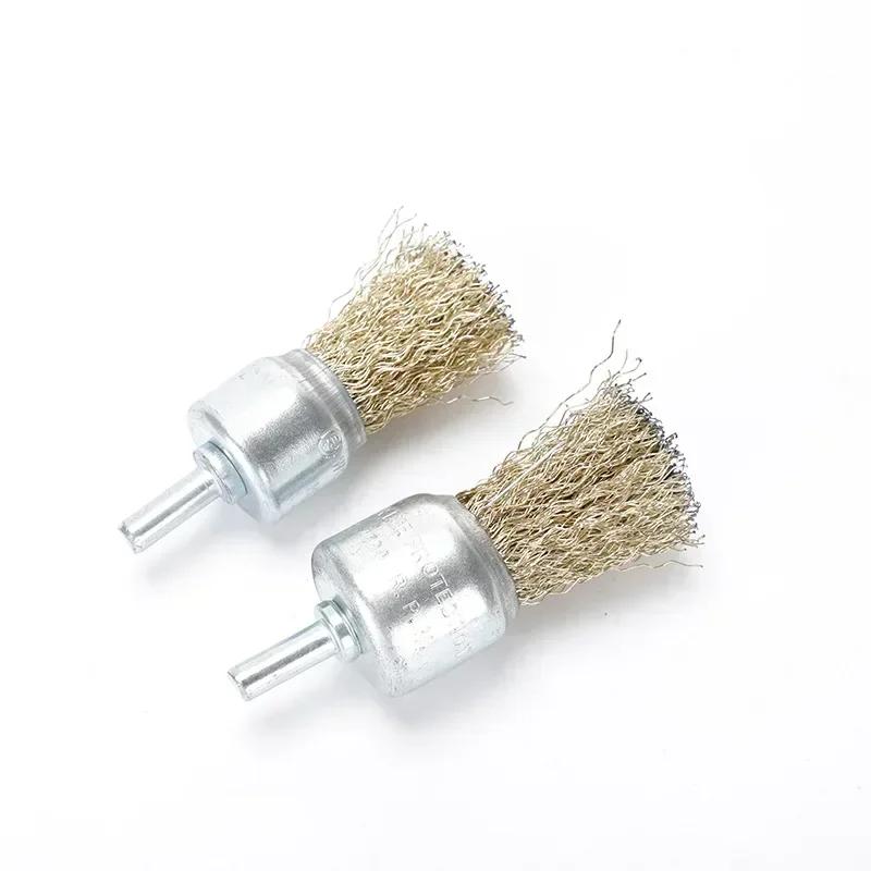2PCS Copper Polishing & Cleaning Heads Rotary Tool 10/12/16/20/25/30mm Copper Wire Wheel Brush for Drilling Metal Rust Removal