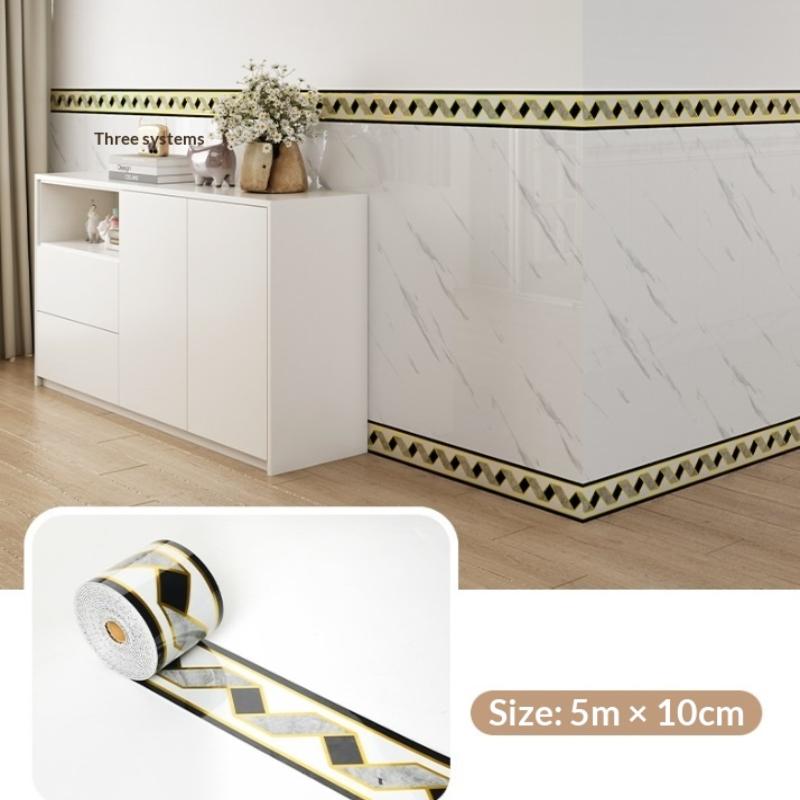 Self-Adhesive Skirting Wall Stickers 5m Stain Resistant Baseboard Trim for Living Room Dining Area Wall Decoration