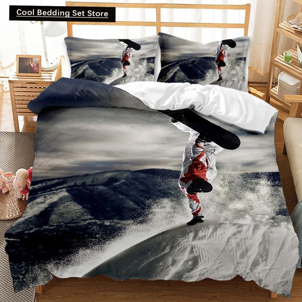 Comforter Skiing Snow Mountain Comforter Extreme Sports Game Polyester Snowboard Double Queen King Size