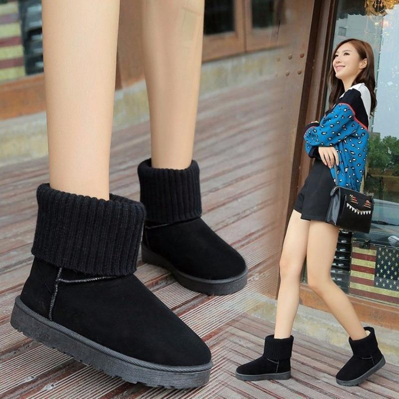 Winter Imitation Matte New Wool Mouth Snow Boots Women's Short Boots Student Velvet Flat Bottom Short Cotton Shoes Women's European and American Tide
