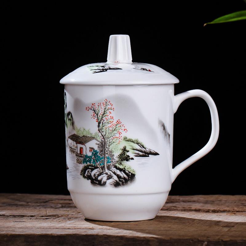 Chinese Style Ceramic Cup,Personality Retro Milk Juice Lemon Mug Coffee Tea Cup Home Office Drinkware Unique Gift