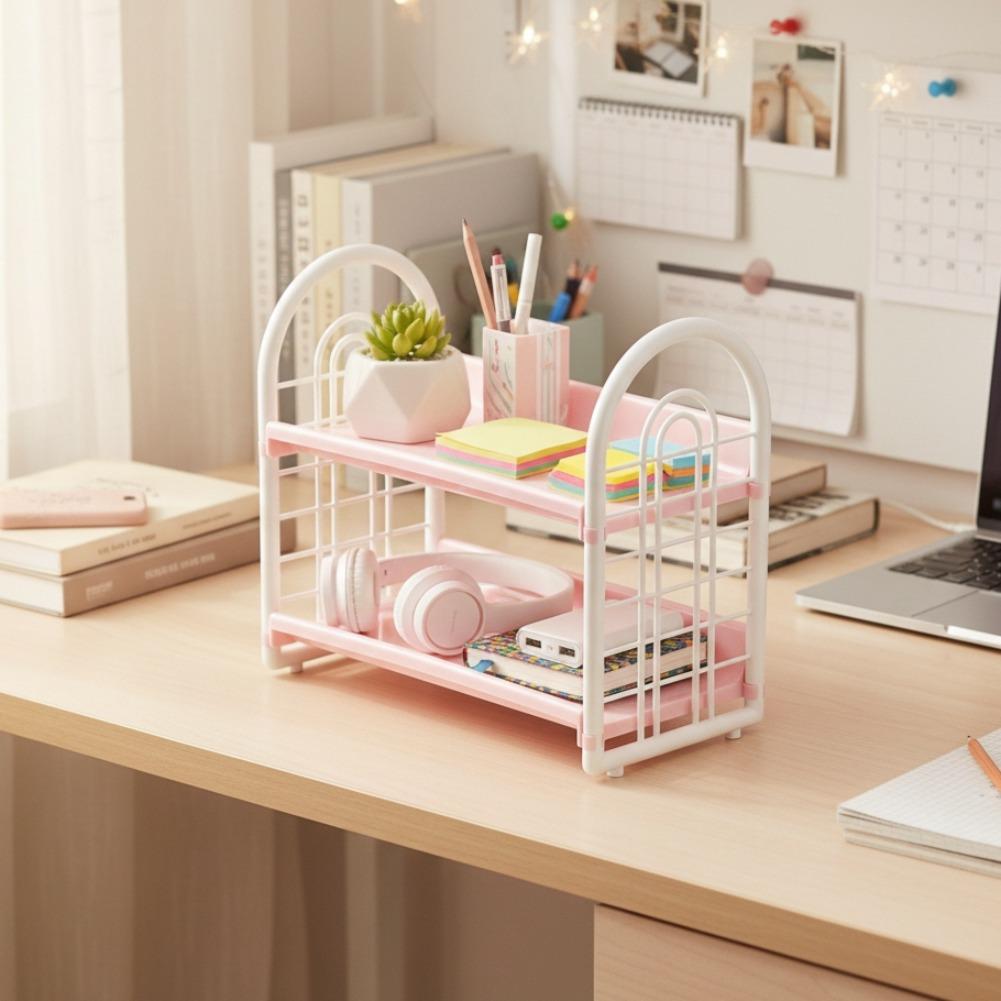 Mehrstufiges Wohnheim-Aufbewahrungs-Bücherregal Schreibtisch-Organizer Kunststoff-Regal für Schreibtisch im Büro Badezimmer Küche Kosmetik-Zubehör Werkzeuge