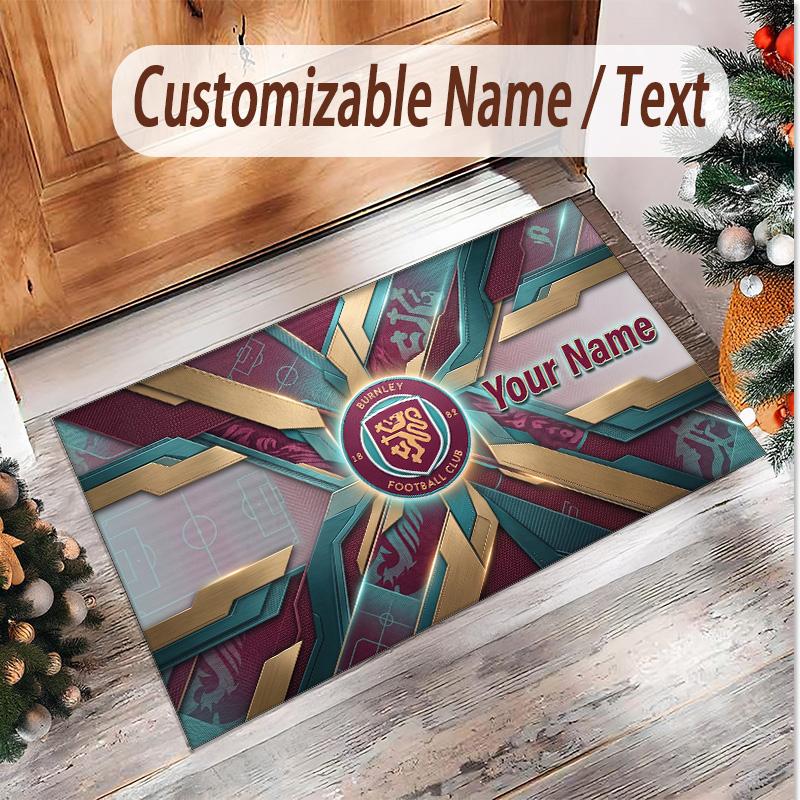 Personalized Crystal Velvet Carpet Burnley Football Pattern Non Slip Floor Rug