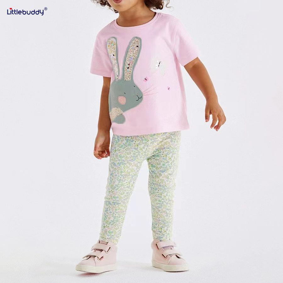 Littlebuddy Summer Kids T-Shirt Set 2-7 Years Old, 2-Piece Outfit, Round Neck Short Sleeve