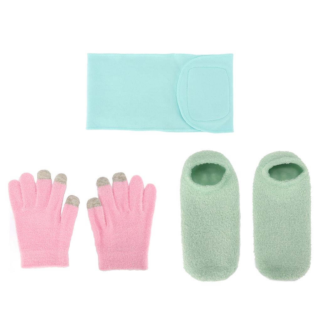 Touch Screen Spa Moisturizing Gloves Socks Set Reusable Repair Treatment Exfoliating SPA Neck Wrap Mask