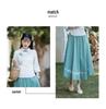 2025 Spring/Summer Women's Ethnic Retro Cotton Linen Embroidered Midi Skirt - Elastic Waist