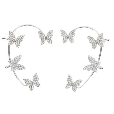 Ear Earrings Cuff Wrap Rhinestone Cuffs Butterflies Women Climber Non Hook Jewelry Clips Clasp Over Clamps Unpierced